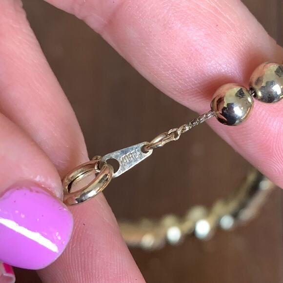 1950s Gold Tone Plated Graduated Bead Chainlink Necklace Signed‎ Korea - Picture 5 of 5